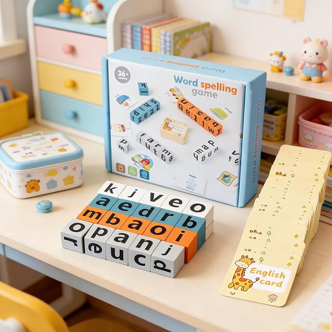 Wooden Montessori Alphabet Blocks Learning Set for Kids