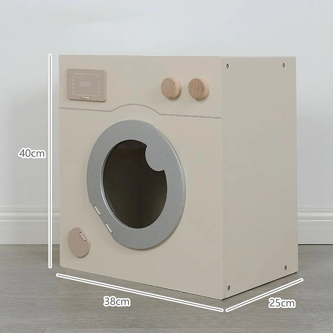 Wooden Pretend Laundry Play Set with Clothes & Hangers