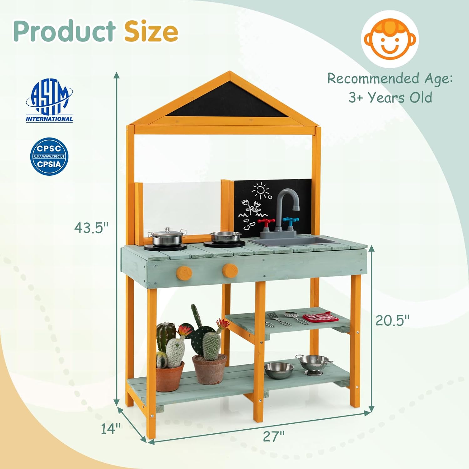Kids Outdoor Mud Kitchen with Transparent Root Viewer