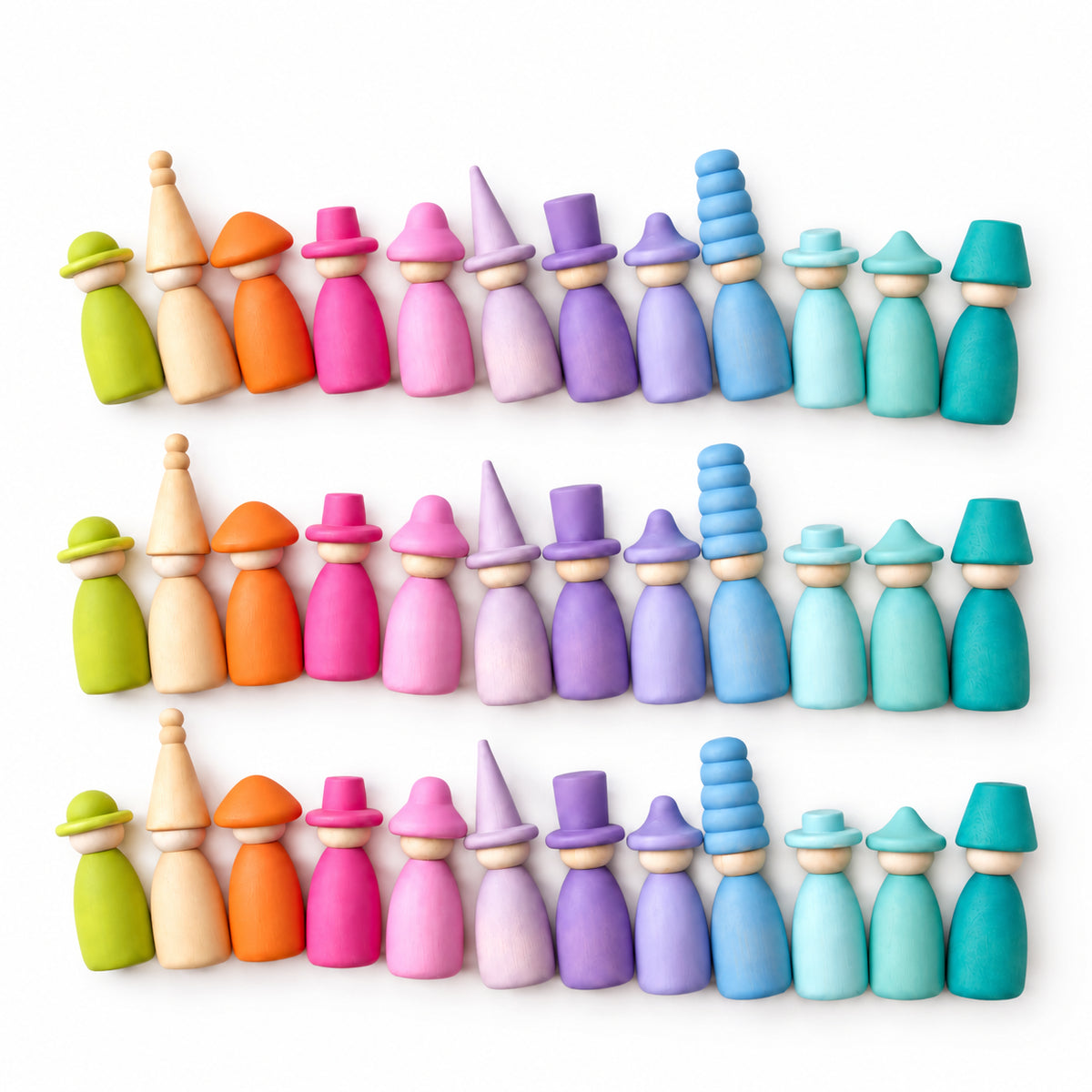 Wooden Peg Dolls Color Matching Set