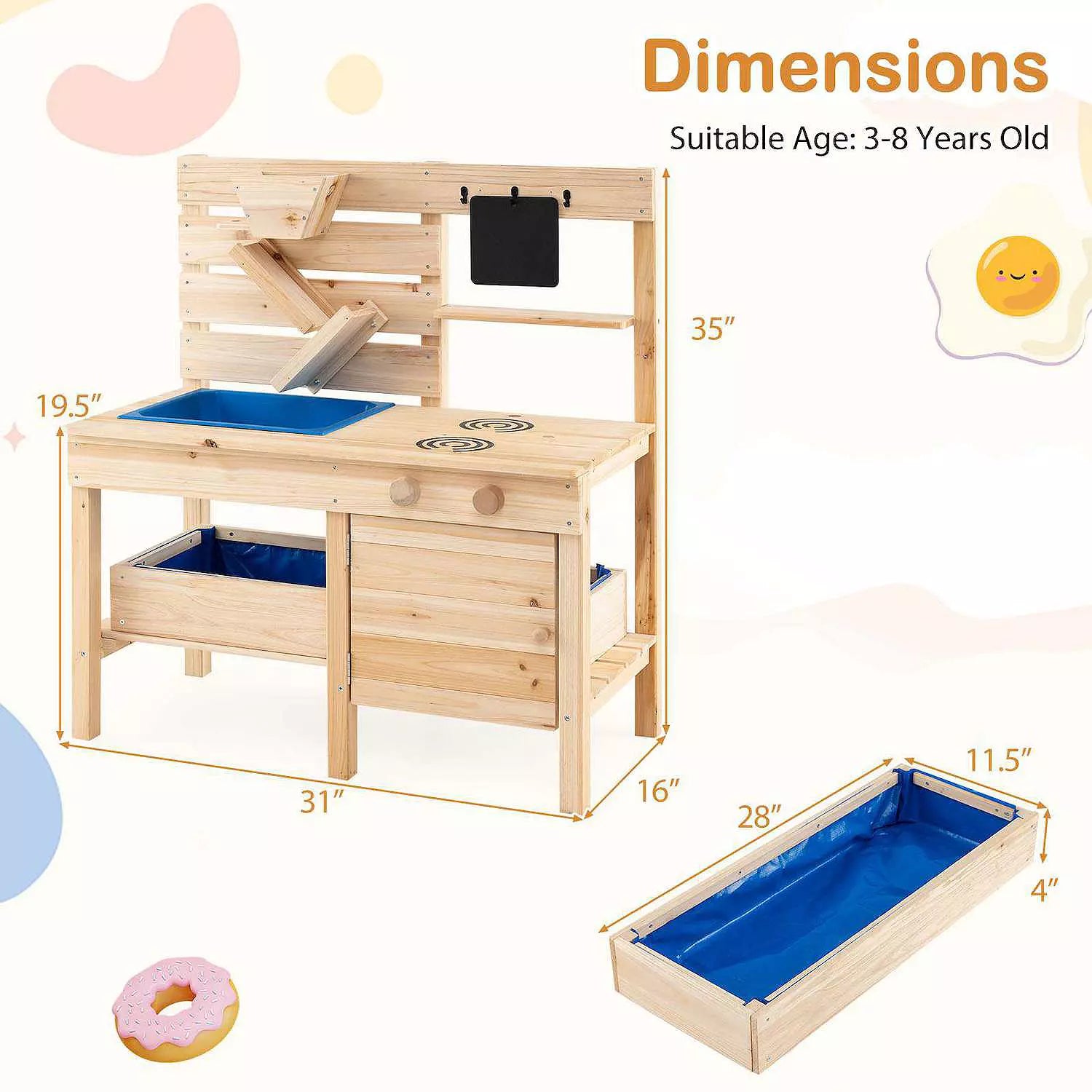 Outdoor Mud Kitchen with Detachable Sandbox