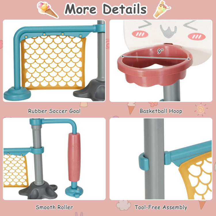 Height Adjustable Kids Basketball Hoop & Soccer Goal Toy