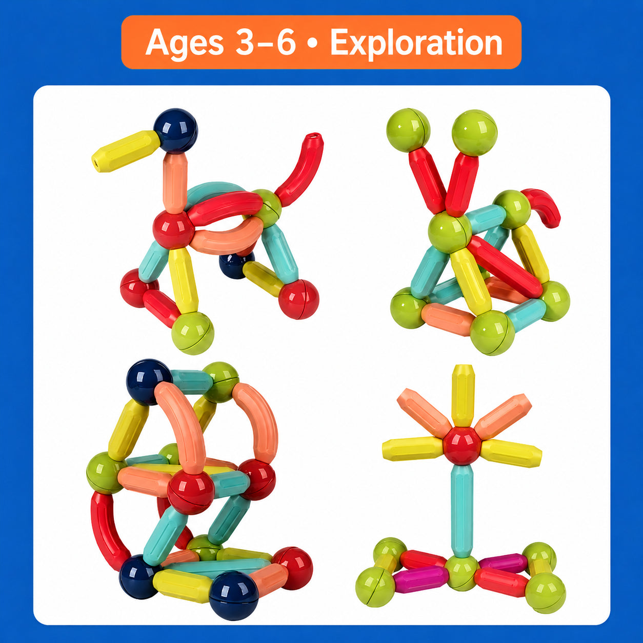 3D STEM Magnetic Sticks and Balls Building Set