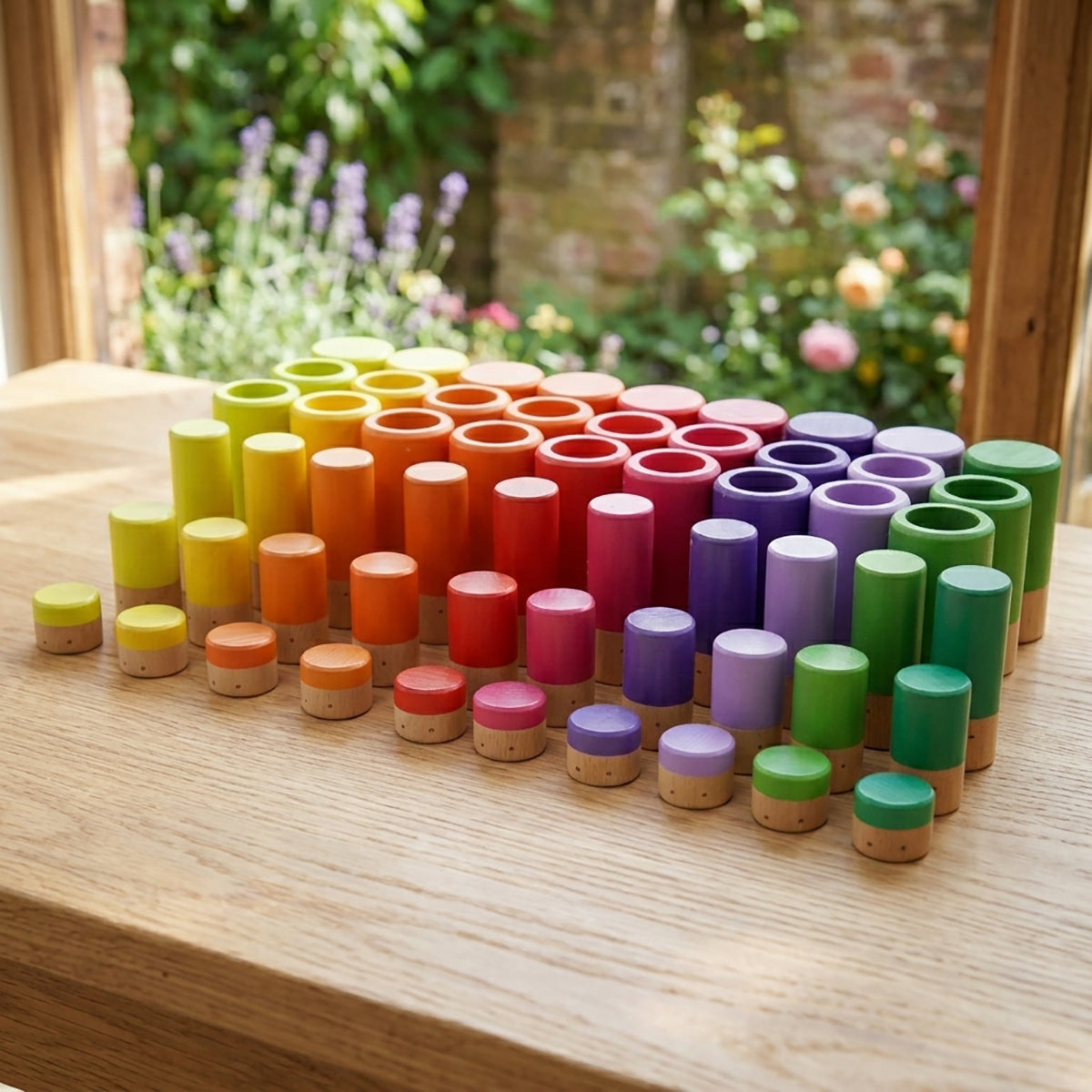 72-Piece Wooden Sorting Open-Ended Waldorf Nesting & Stacking Toy