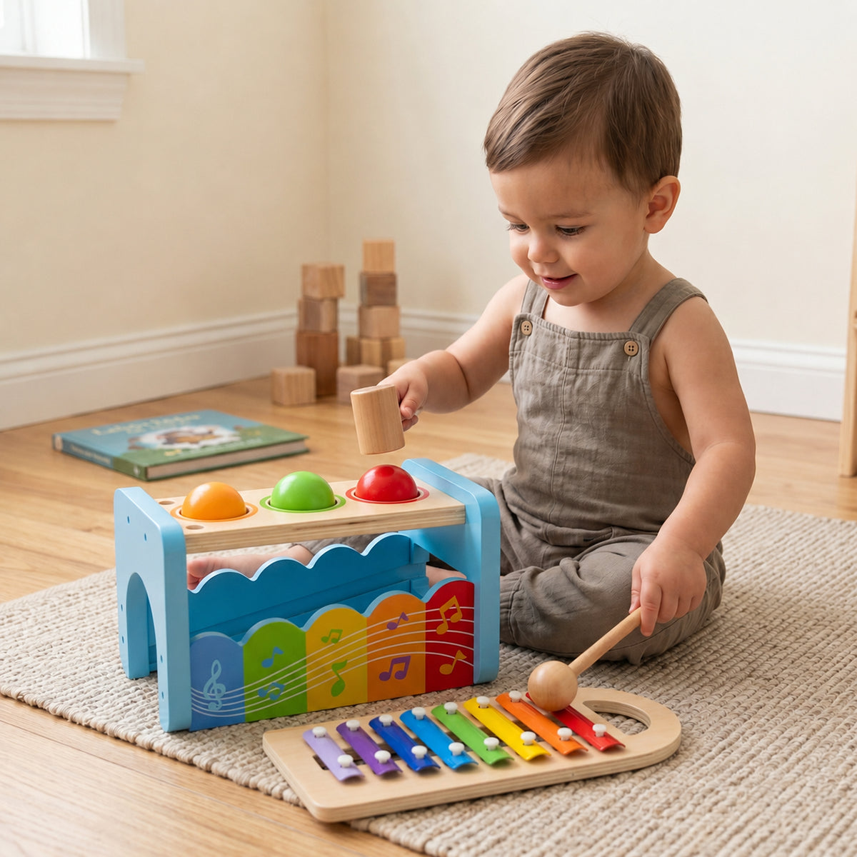 Hicooo® | 2-in-1 Wooden Pound & Tap Bench