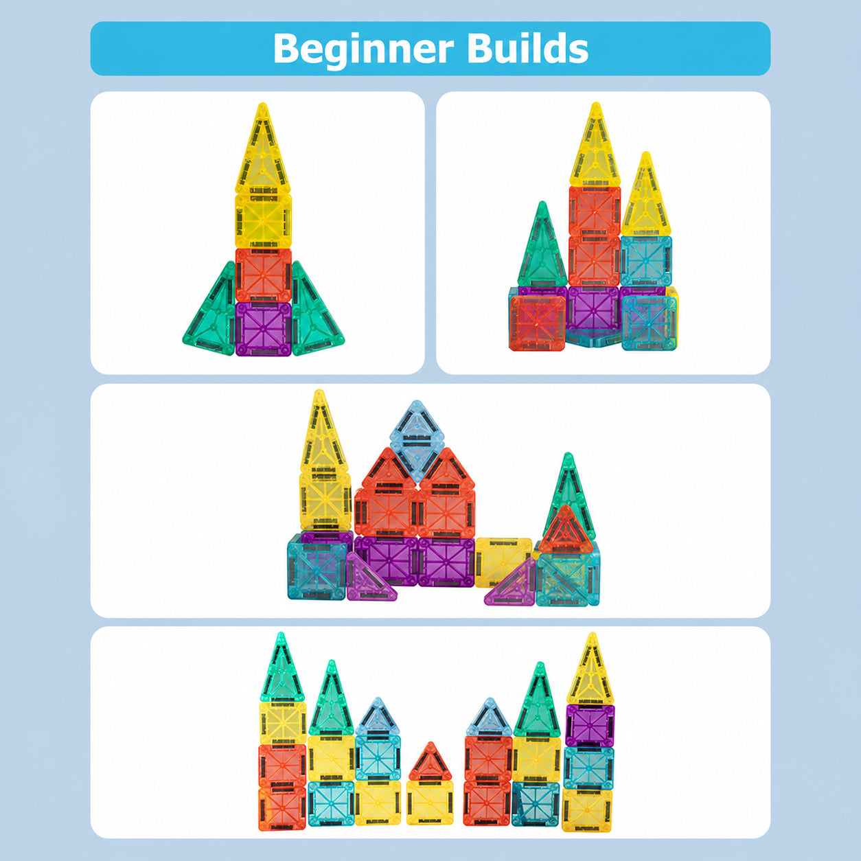 56-Piece Mini Magnetic Building Tiles Travel Set with Tin Box