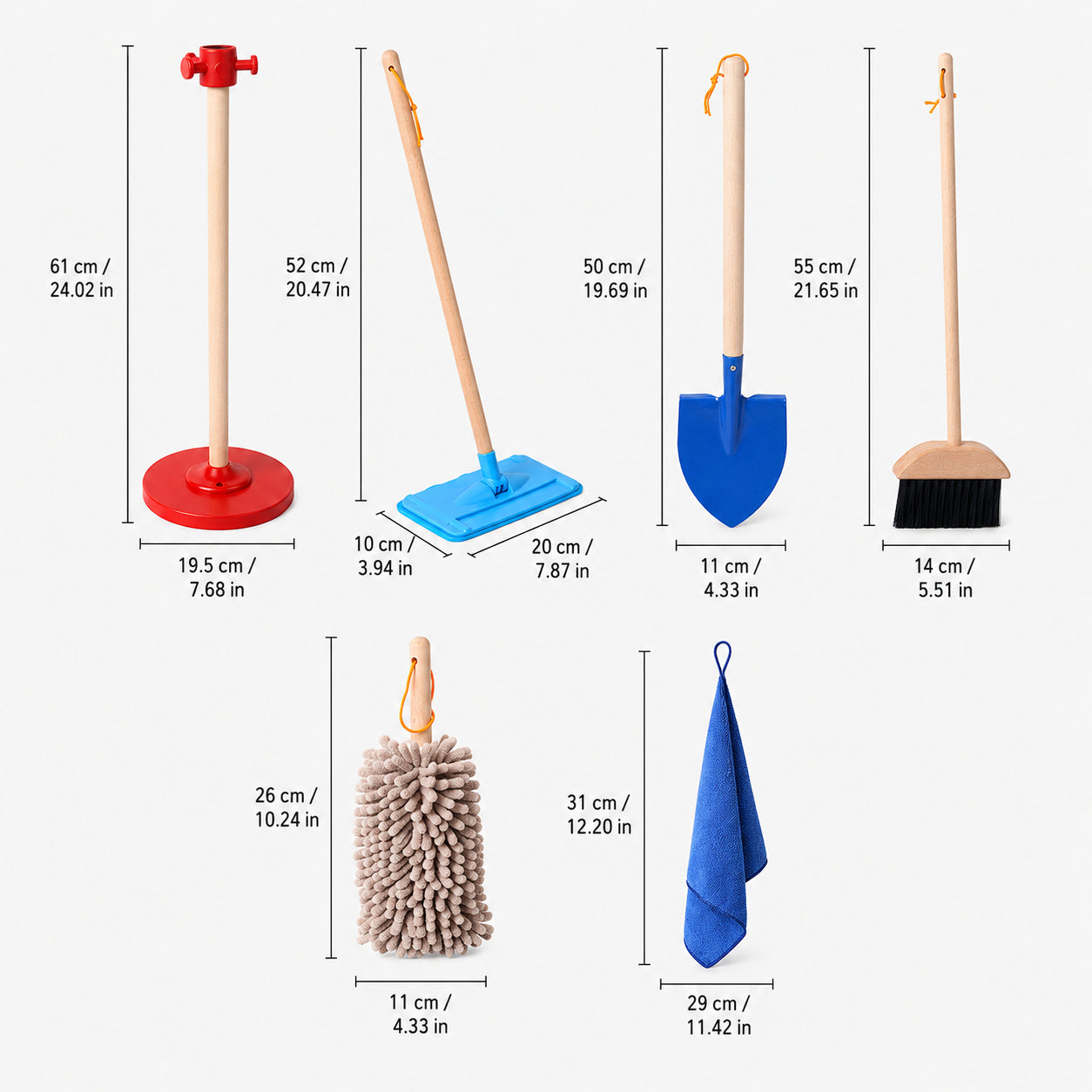 Montessori Toddler Broom and Mop Set with Stand