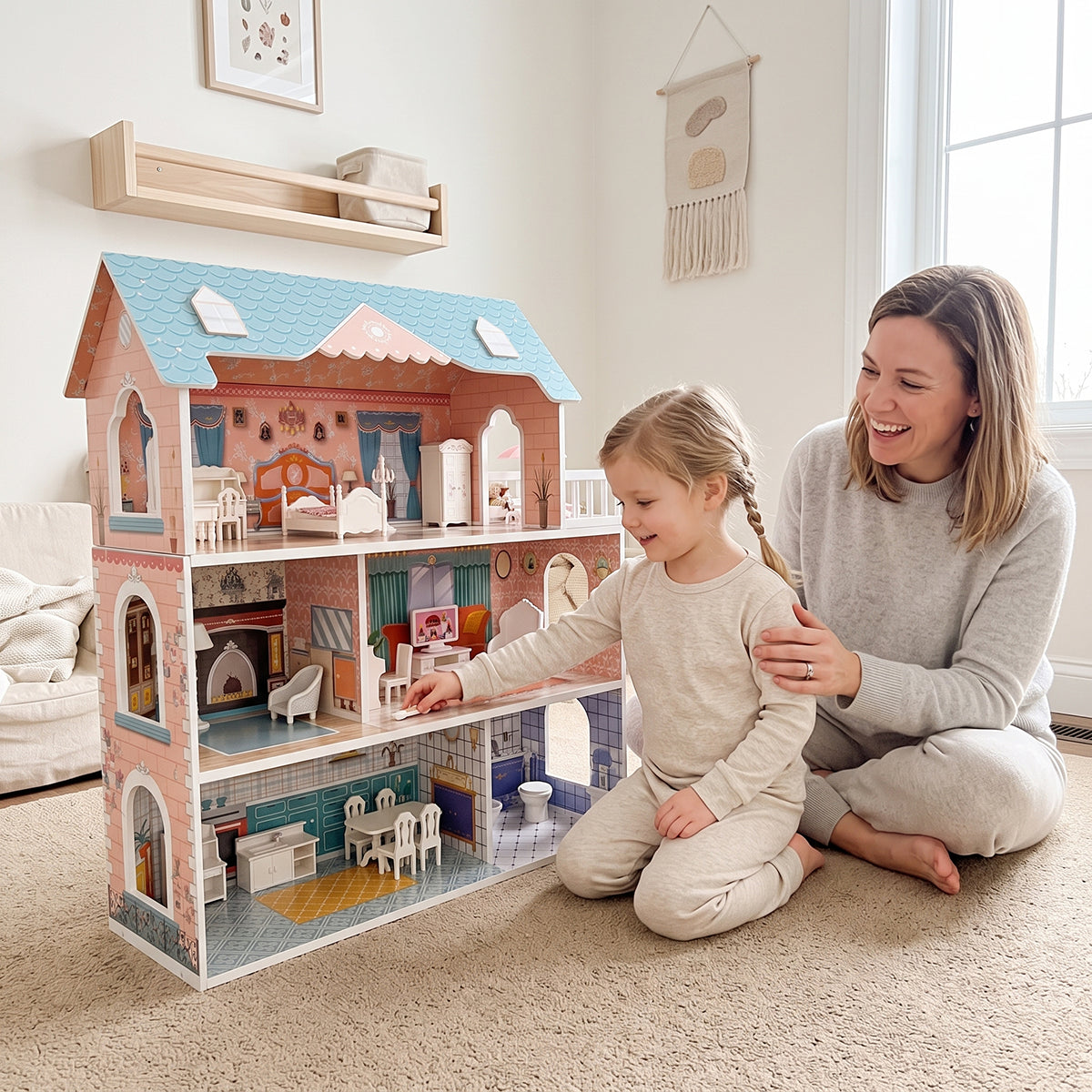 3-Story Wooden Princess Dollhouse