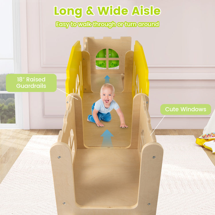Toddler Indoor Playground with Slide and Basketball Hoop
