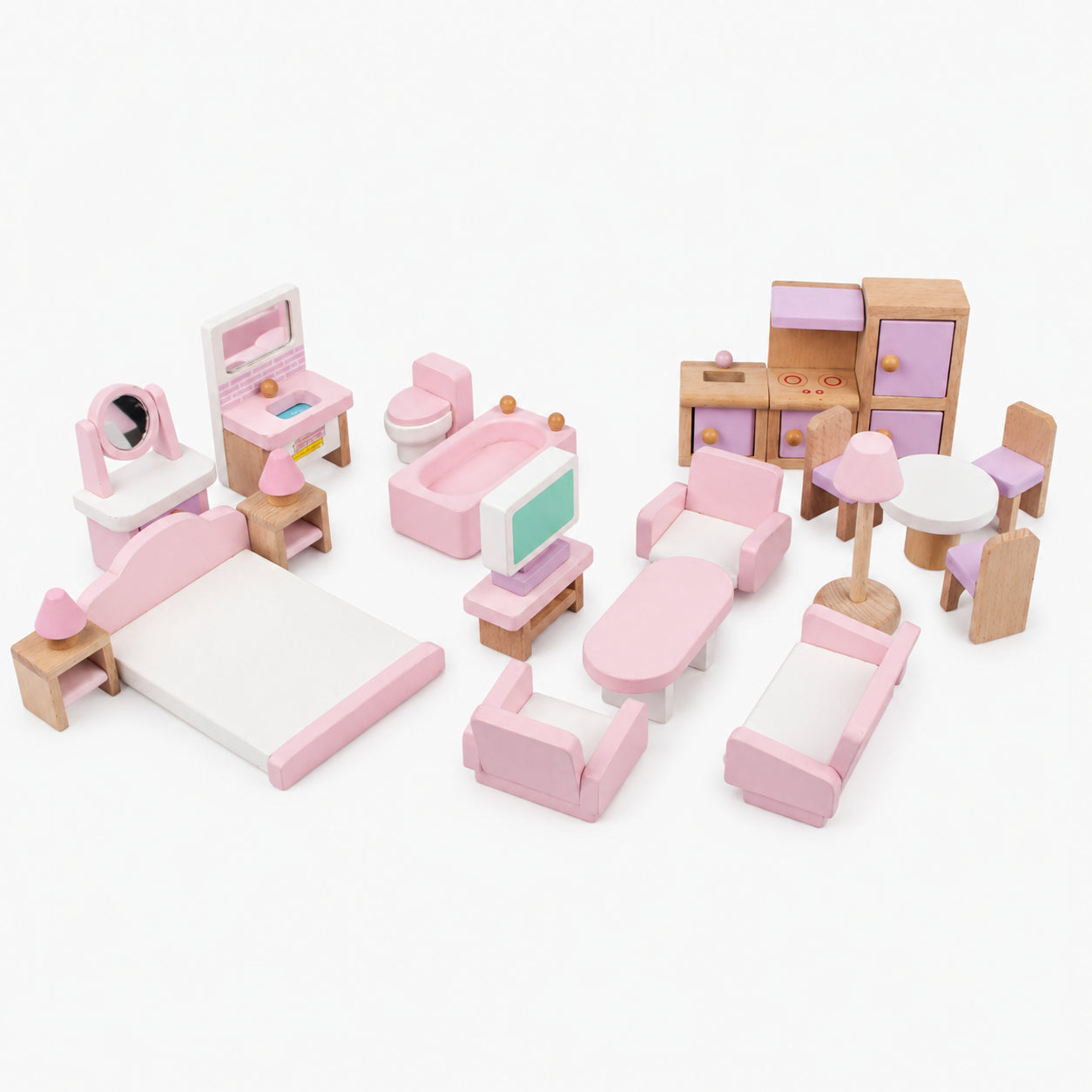 Wooden Dollhouse Miniature Furniture Set