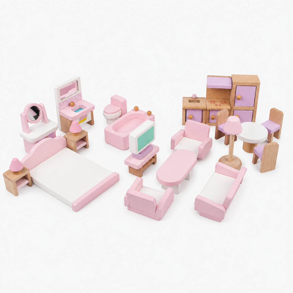Wooden Dollhouse Miniature Furniture Set