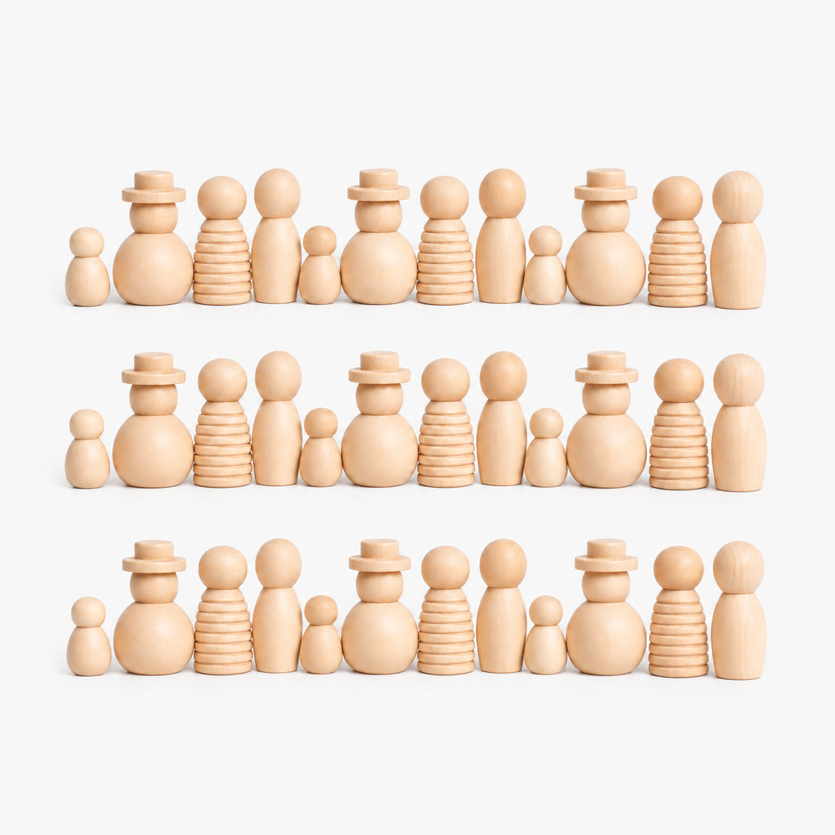 Diverse Wooden Peg Dolls Set