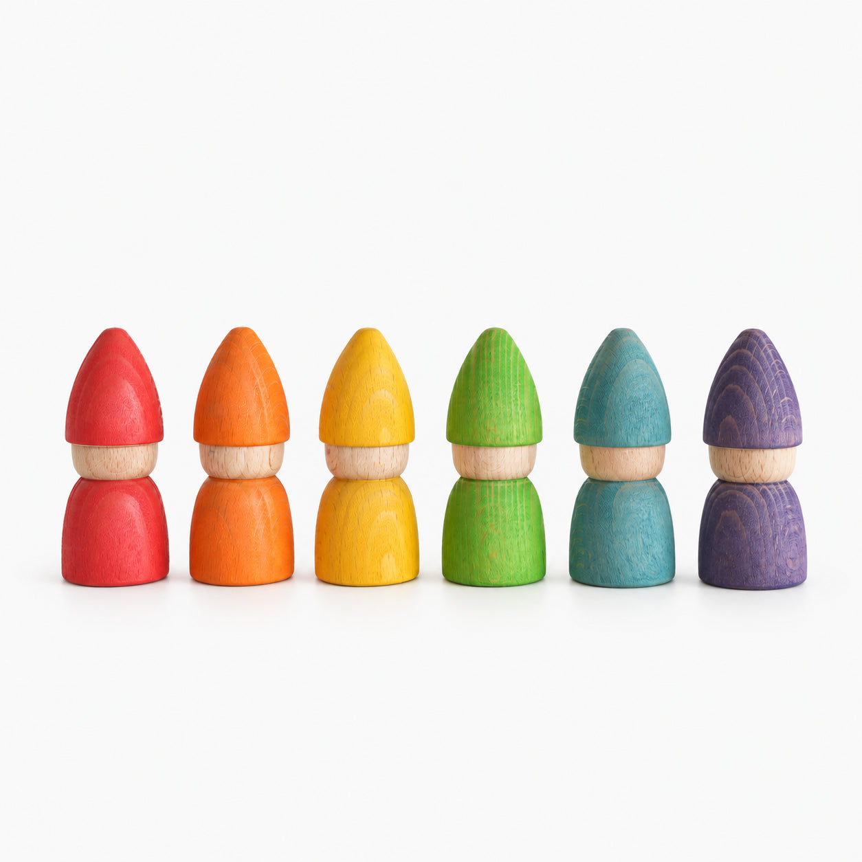 Wooden Rainbow Peg Doll Set