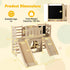 A dimension guide for the 8-in-1 wooden indoor slide. The overall playset measures 56 inches wide, 49 inches deep, and 39.5 inches high. It notes a total weight capacity of 330 pounds, suitable for active children ages 3 and up.