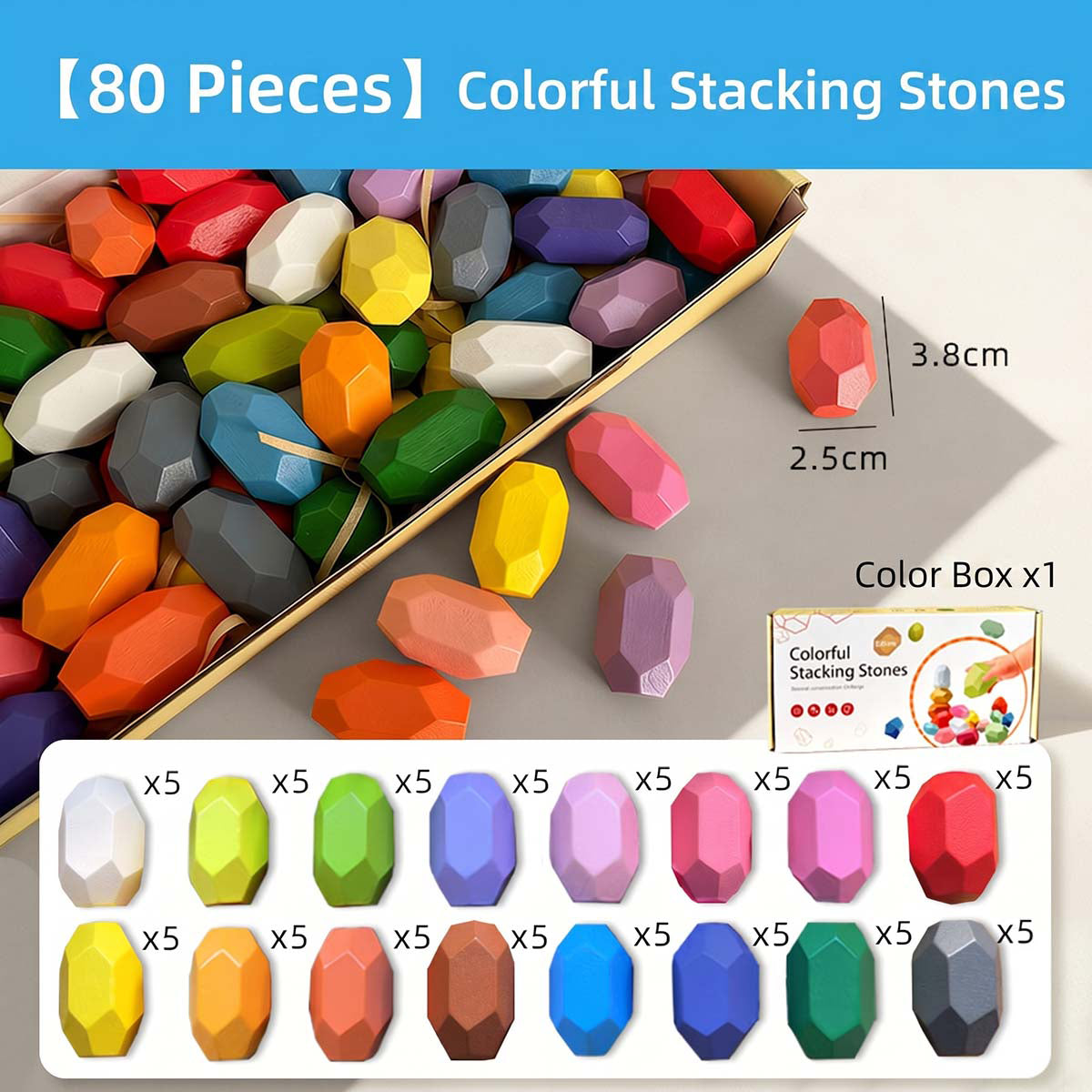 Hicooo® | 50 PCS Small Stone Stacking Blocks
