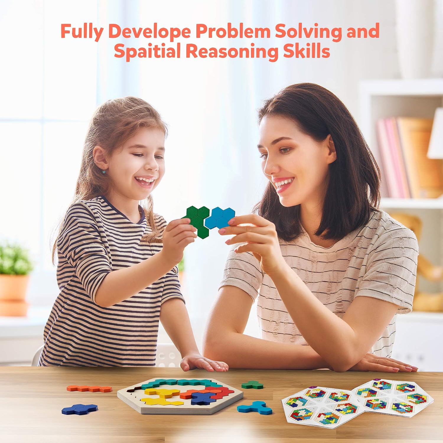 Wooden Hexagon Honeycomb Block Puzzle for Logical Thinking