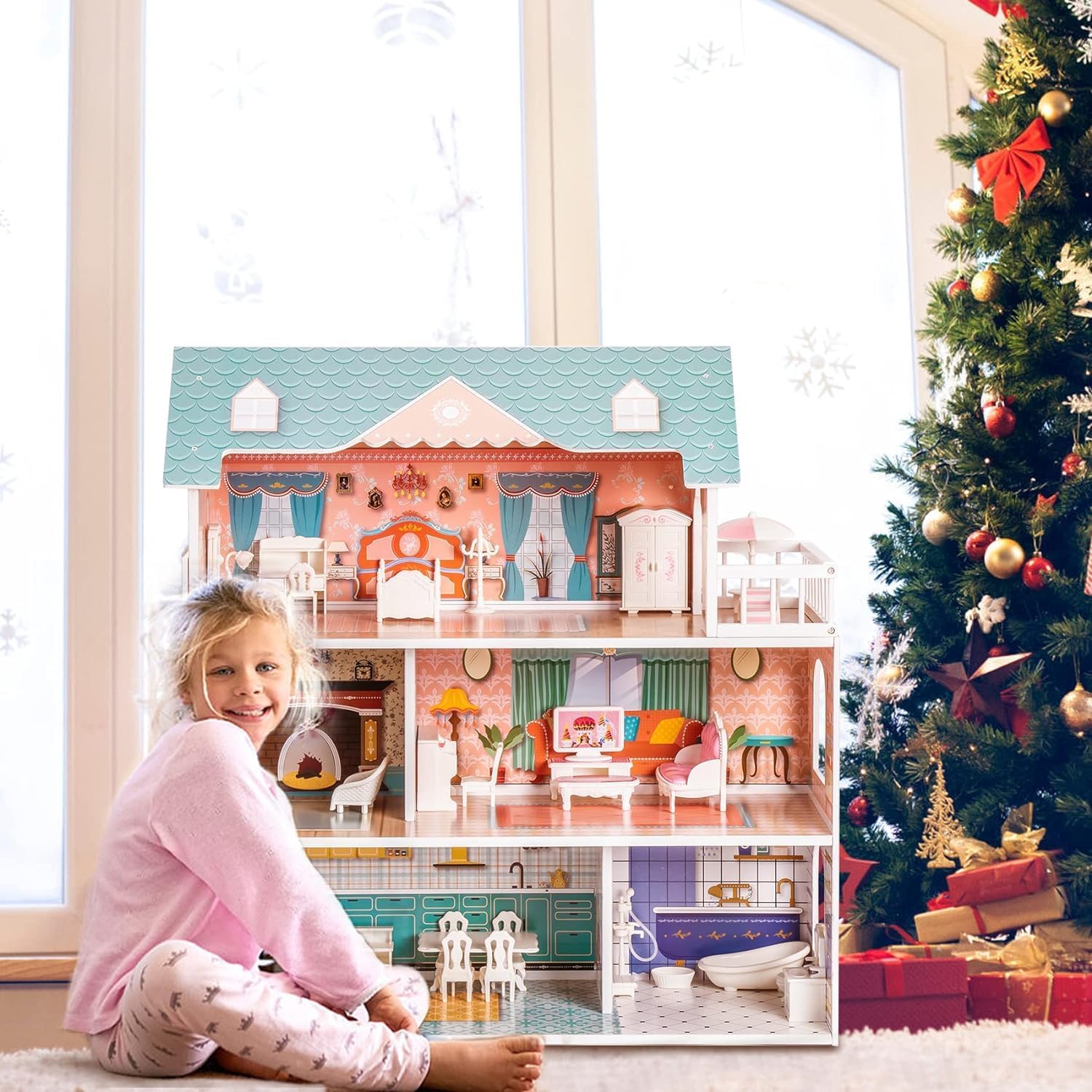 3-Story Wooden Princess Dollhouse