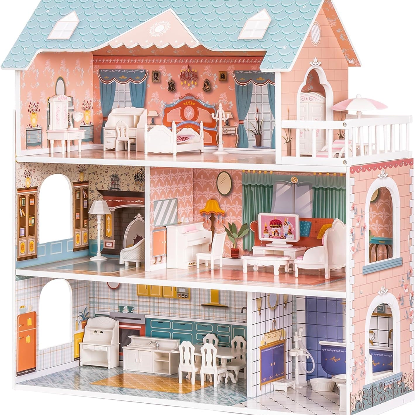 Wooden Princess Dollhouse For Imaginative Pretend Play