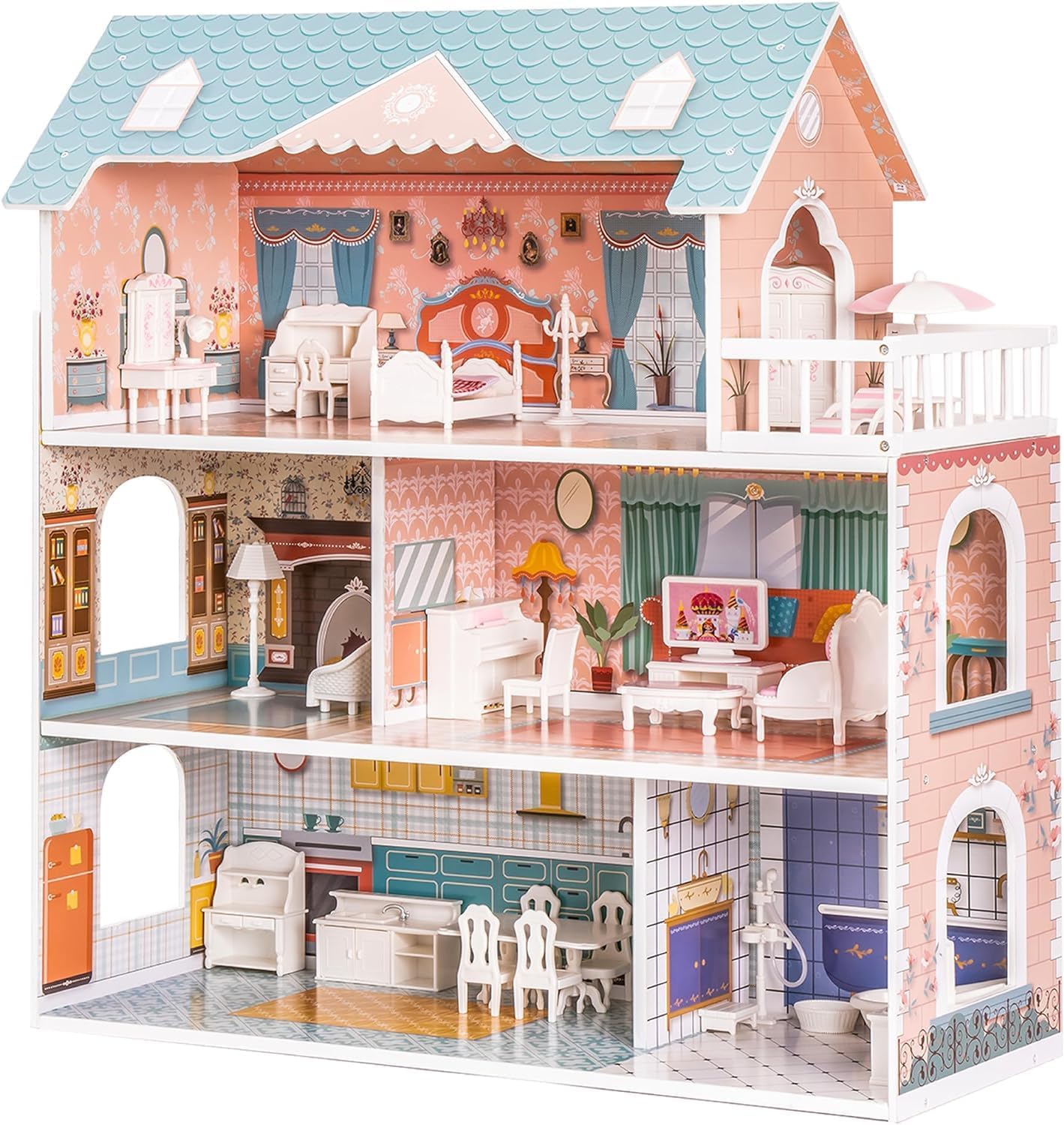 3-Story Wooden Princess Dollhouse