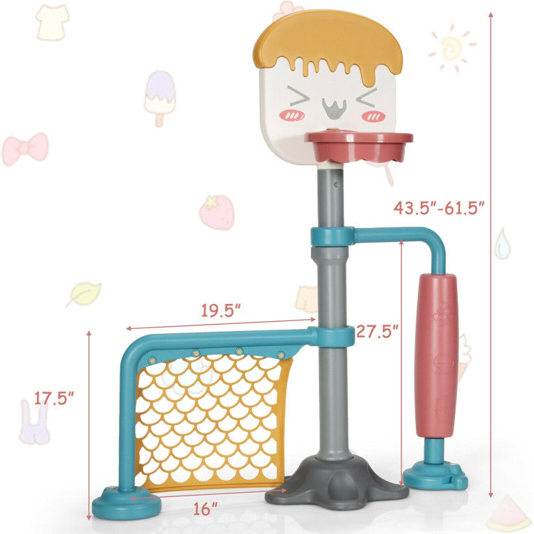 Height Adjustable Kids Basketball Hoop & Soccer Goal Toy
