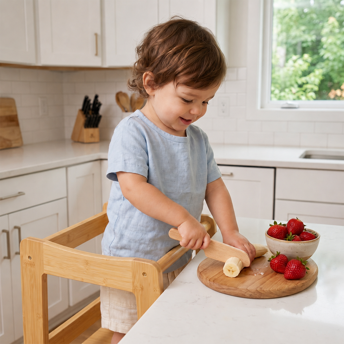 Hicooo® | Light Bamboo Toddler Tower