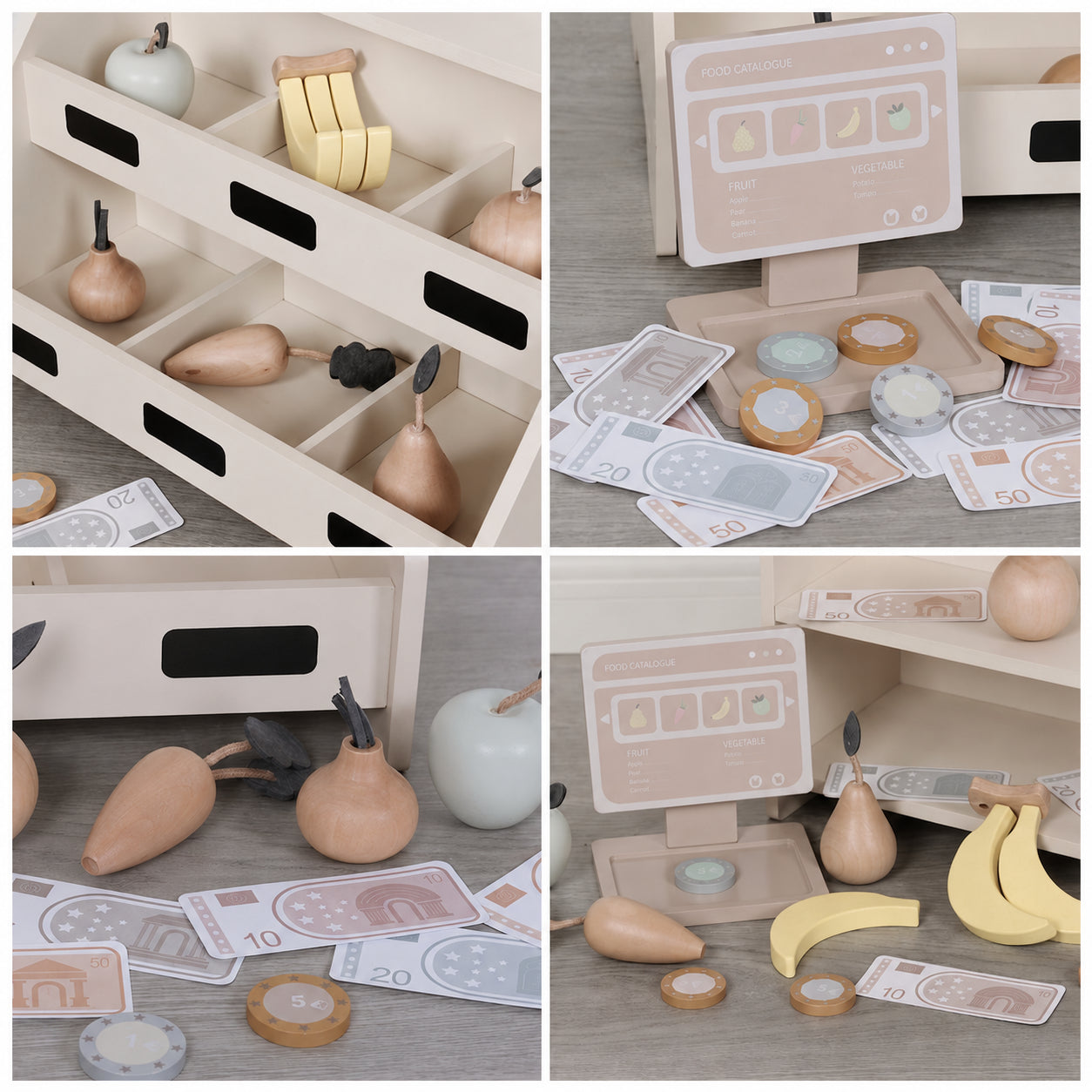 Toddler Pretend Play Market with Wooden Play Food