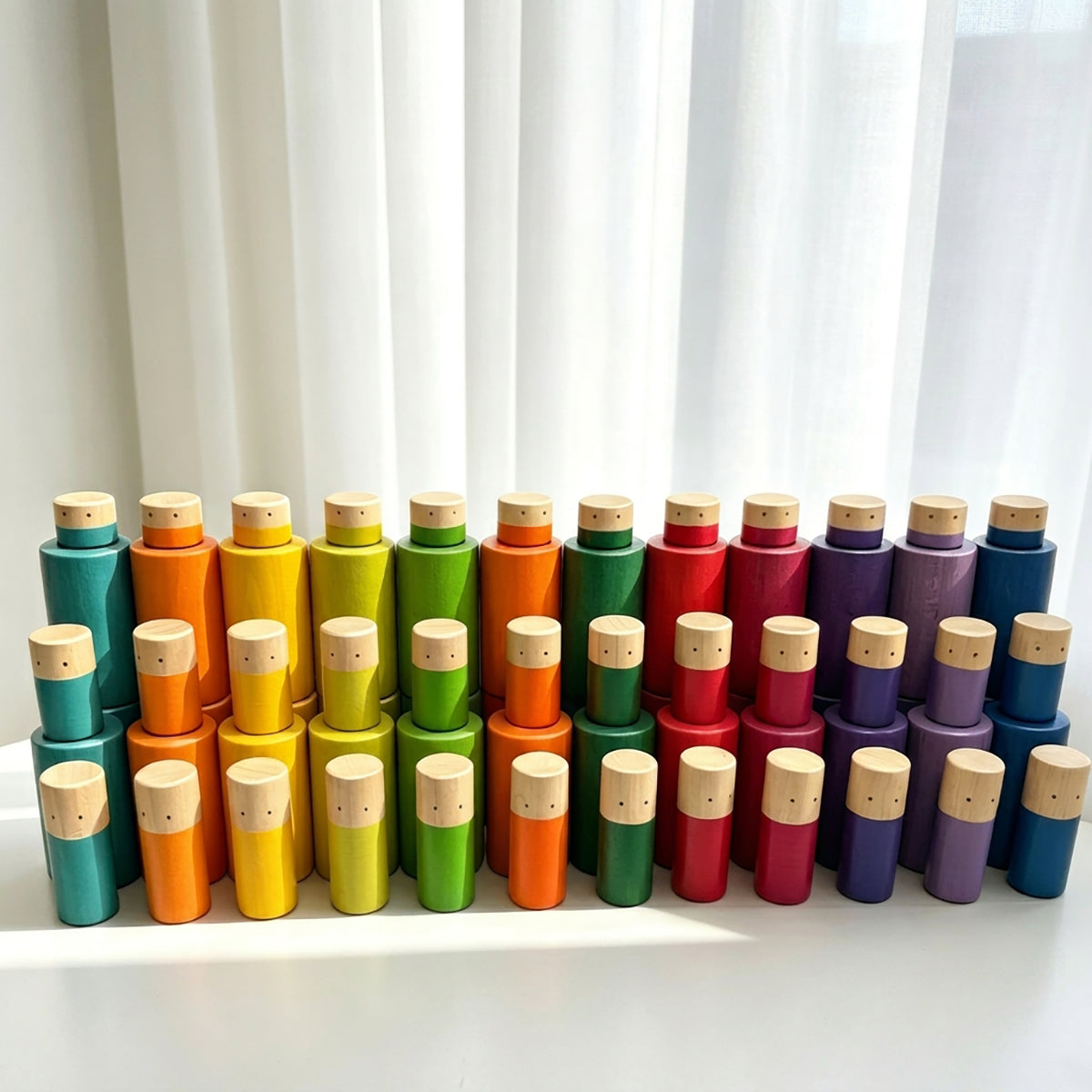 72-Piece Wooden Sorting Open-Ended Waldorf Nesting & Stacking Toy