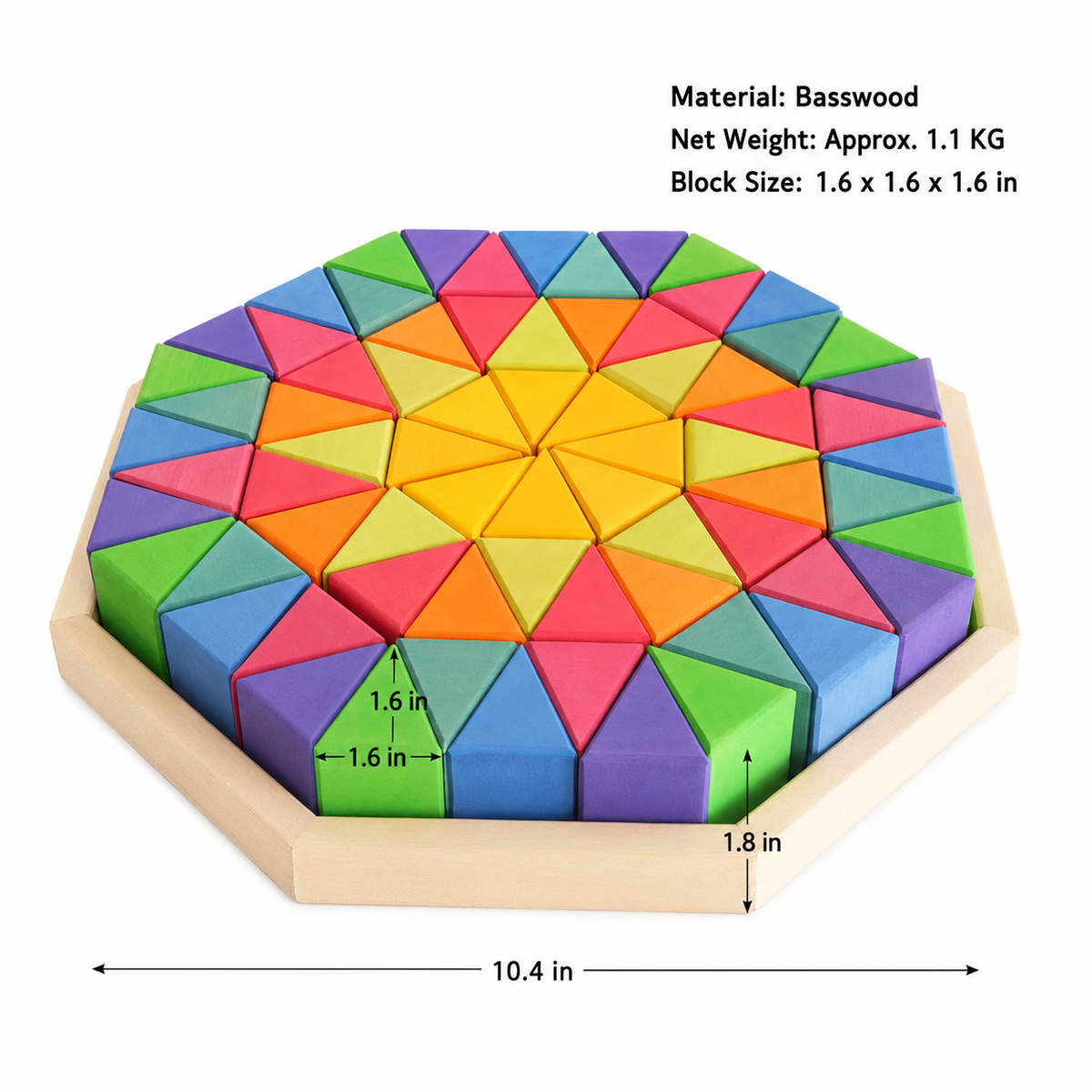 72 Pcs Large Octagonal Wooden Block Puzzle Set