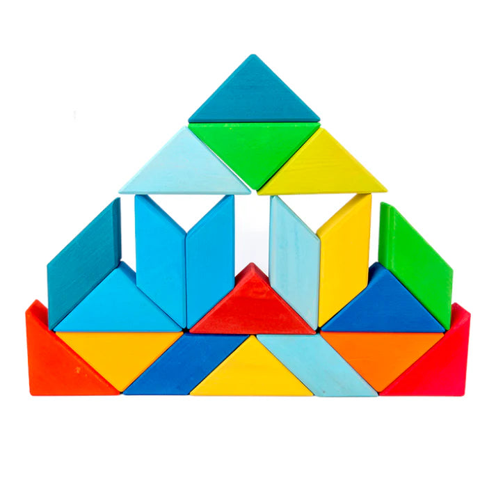 36-Piece Rainbow Wooden Rhombic Geometric Puzzle