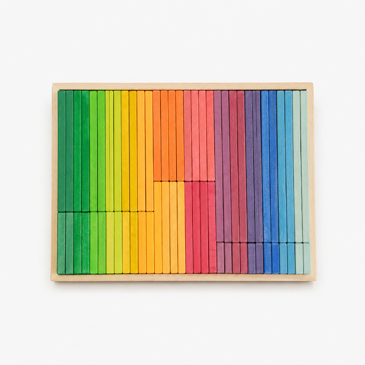 64 Pcs Wooden Rainbow Building Slats Set
