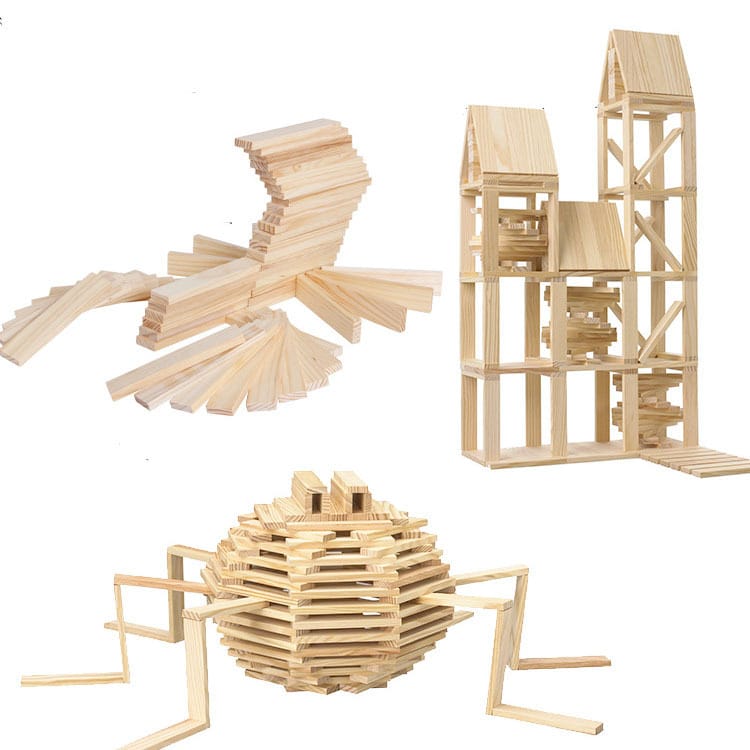 300-Piece STEM Archimedes Wooden Building Blocks Set