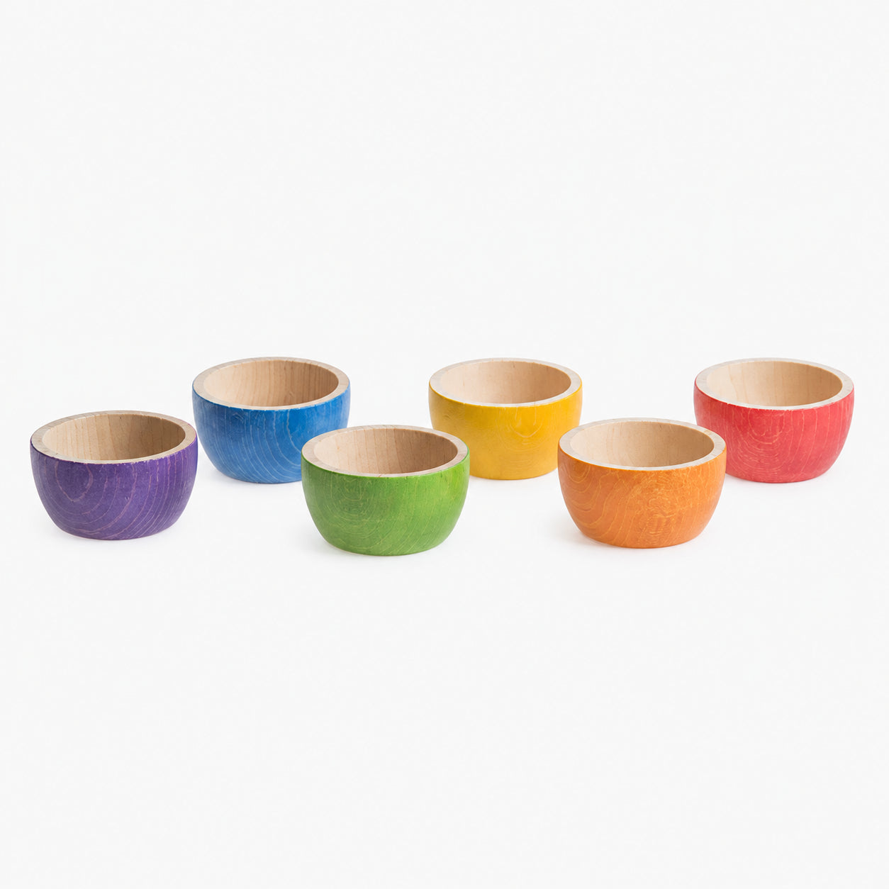 Wooden Rainbow Stacking Bowls Set