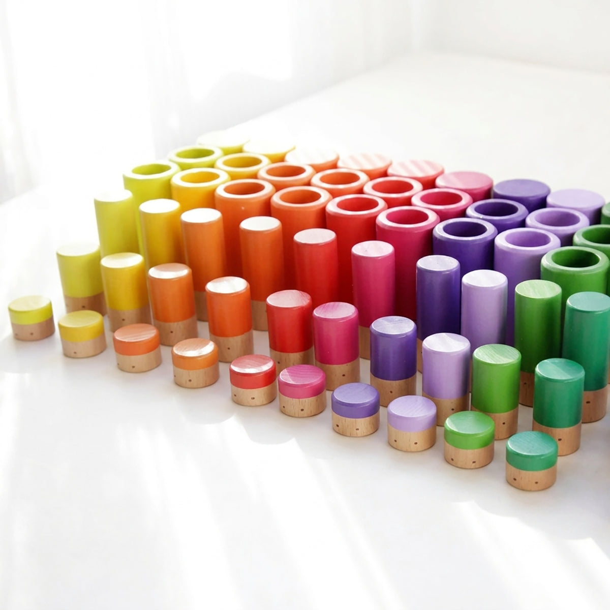 72-Piece Wooden Sorting Open-Ended Waldorf Nesting & Stacking Toy