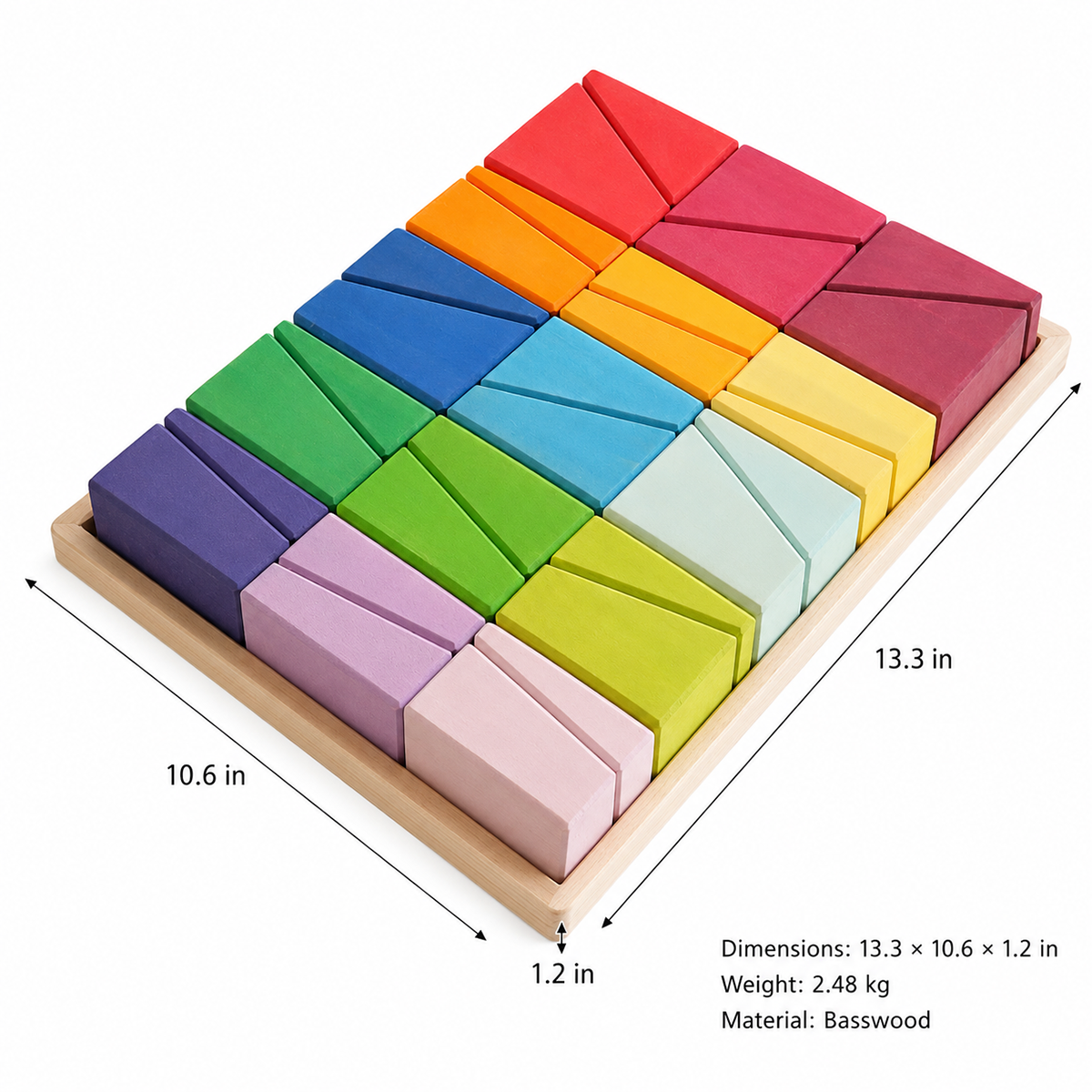 30 Pcs Slanted Wooden Building Blocks Set