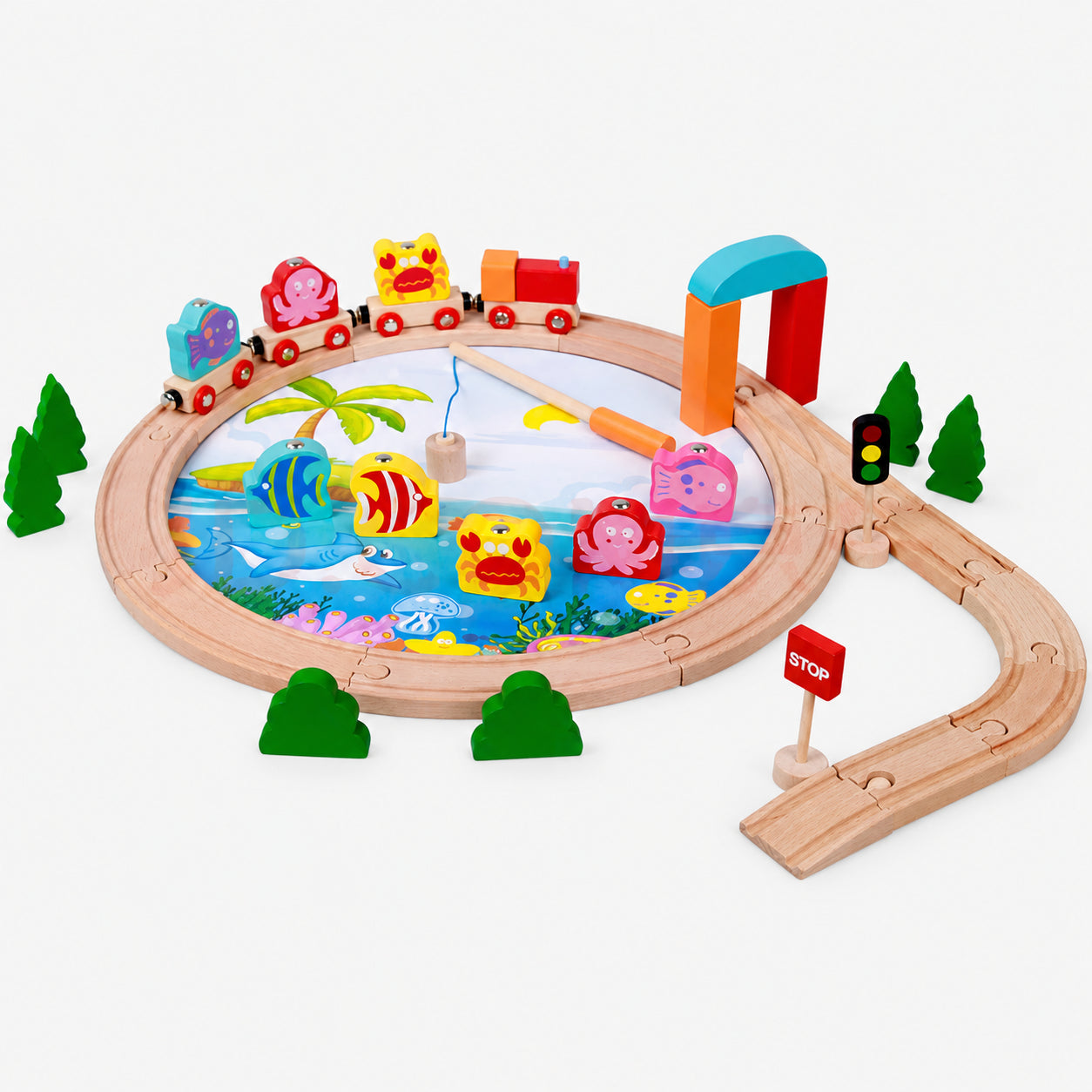 Wooden Train Track Set