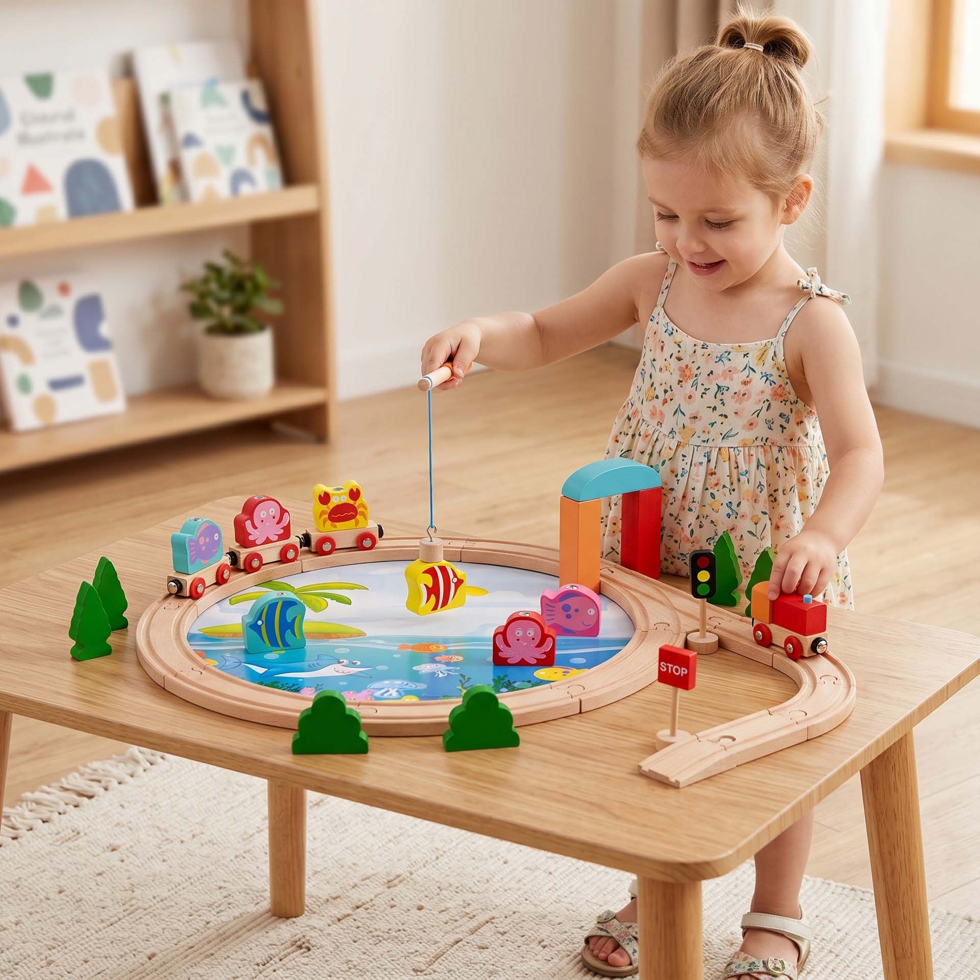 Wooden Train Track Set