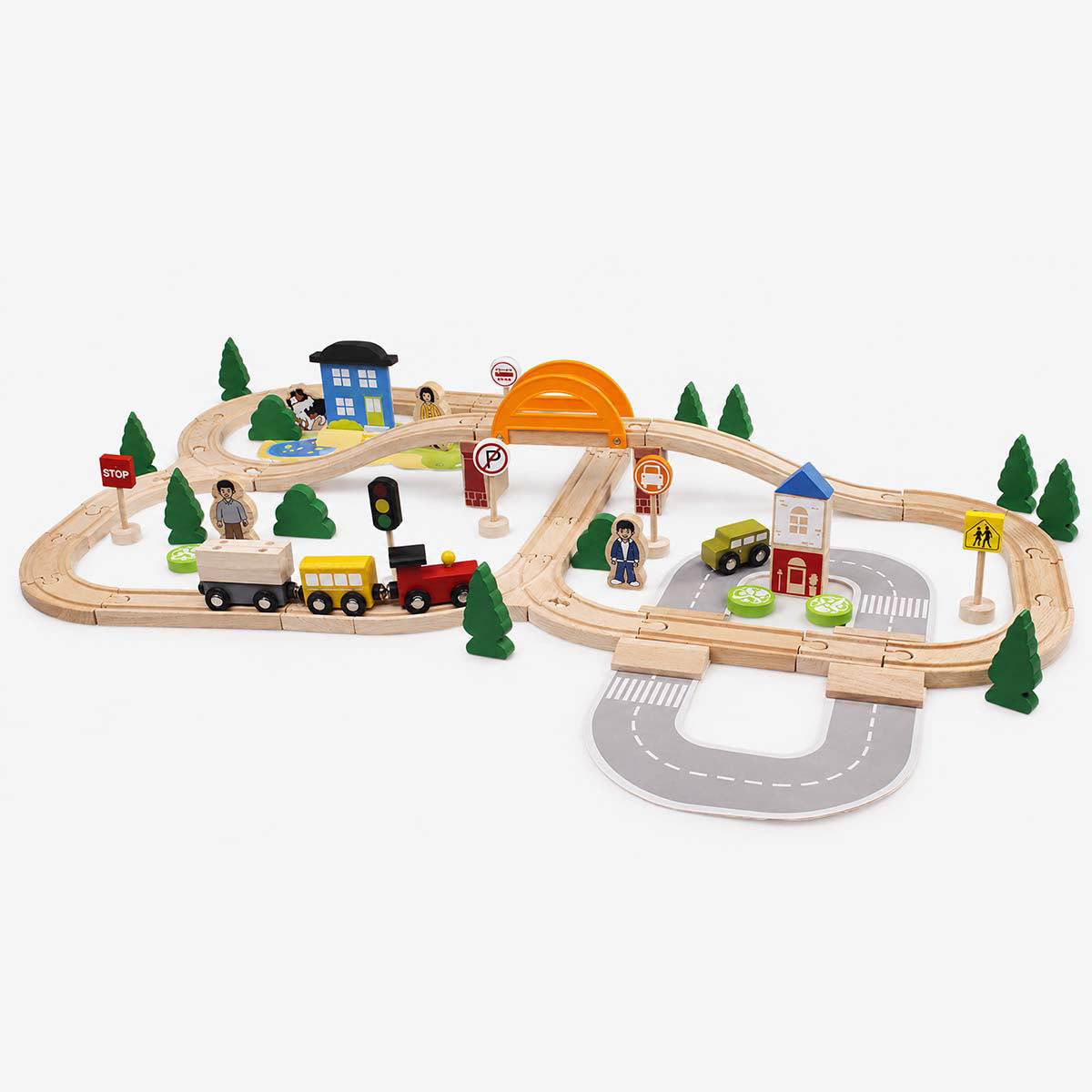 Wooden Train Track Set