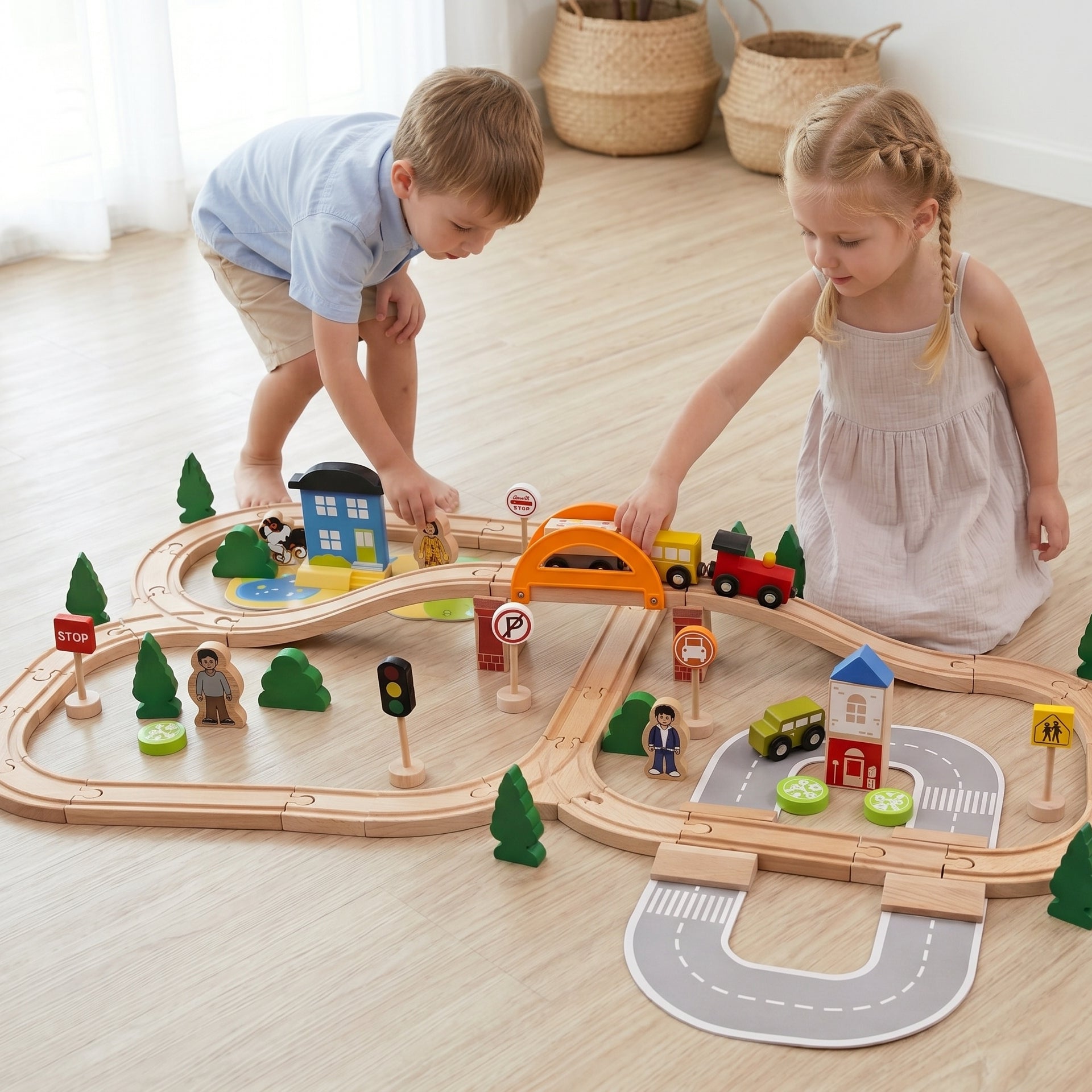 Wooden Train Track Set