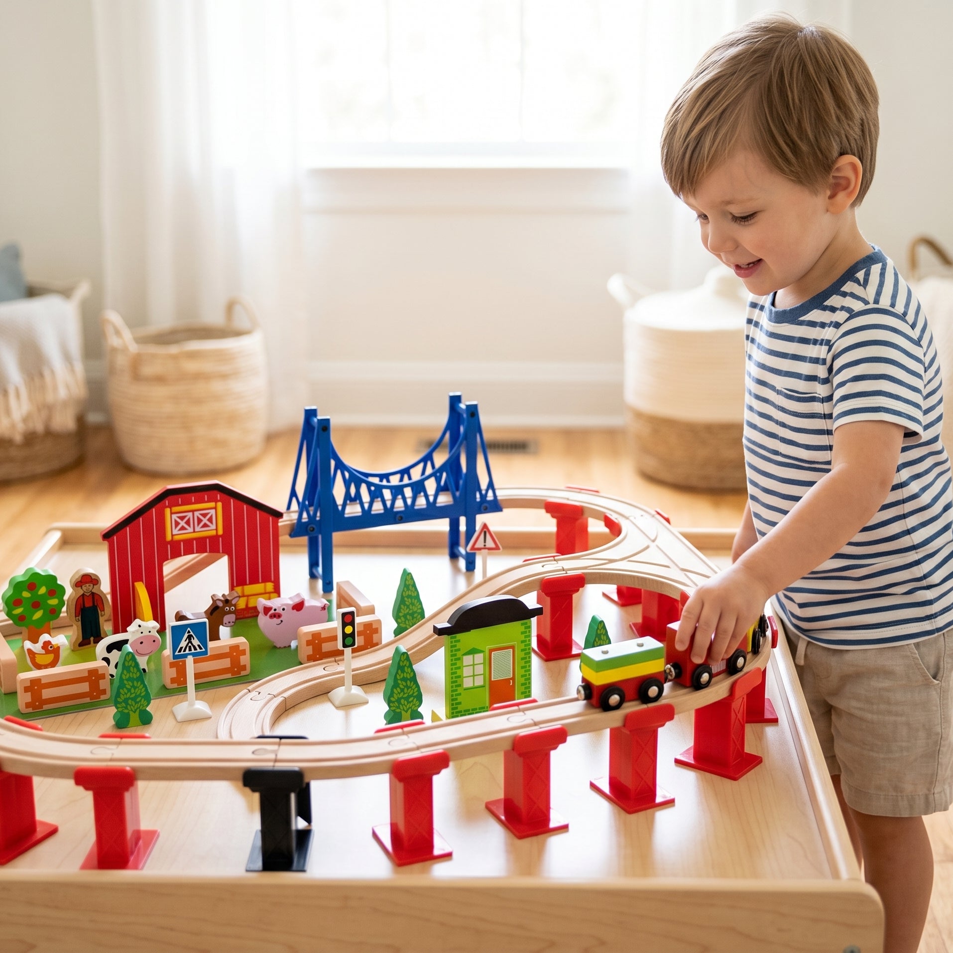 Wooden Large Train Set with Tracks
