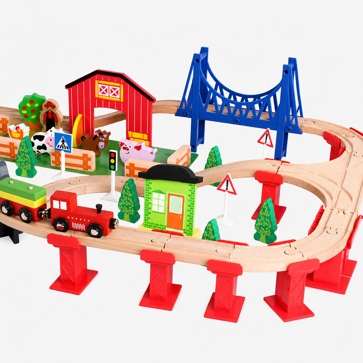 Wooden Large Train Set with Tracks