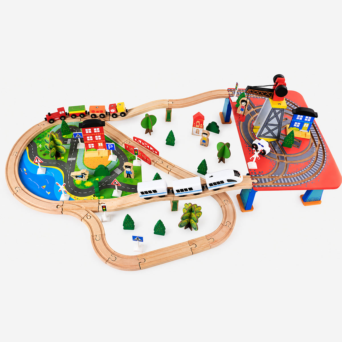 Wooden Large Train Set with Tracks