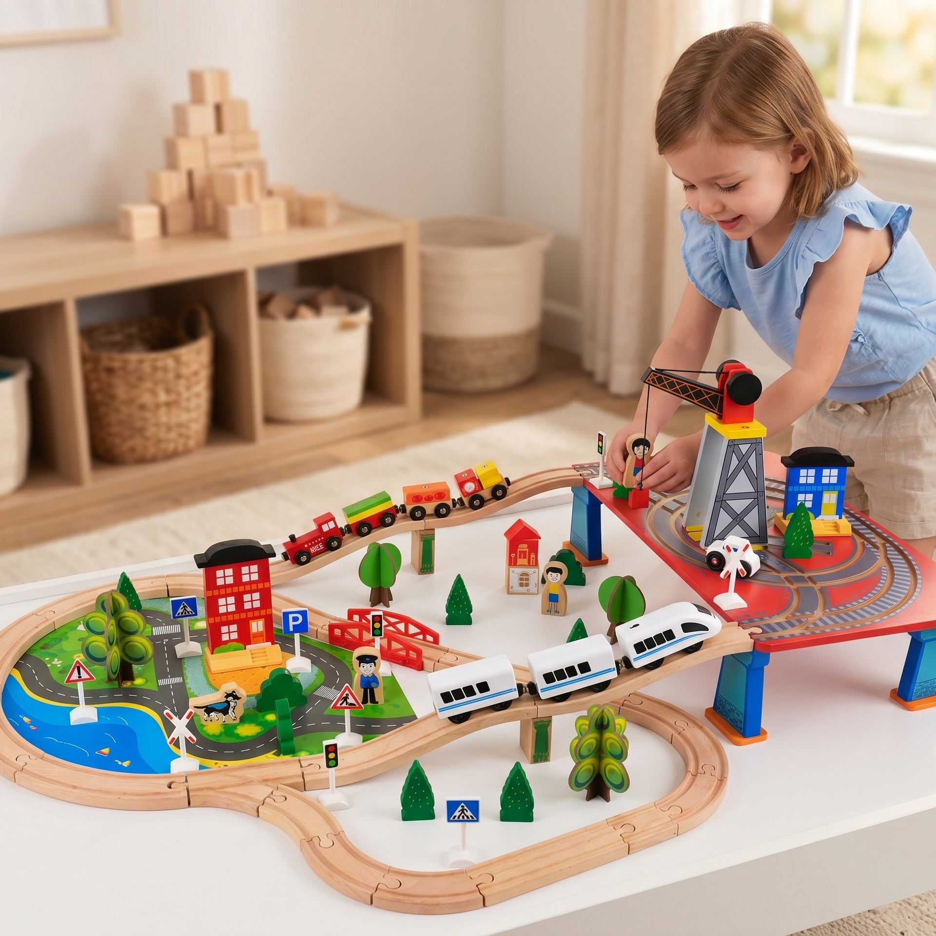 Wooden Large Train Set with Tracks