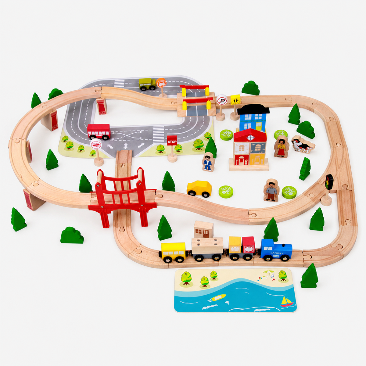 Wooden Large Train Set with Tracks