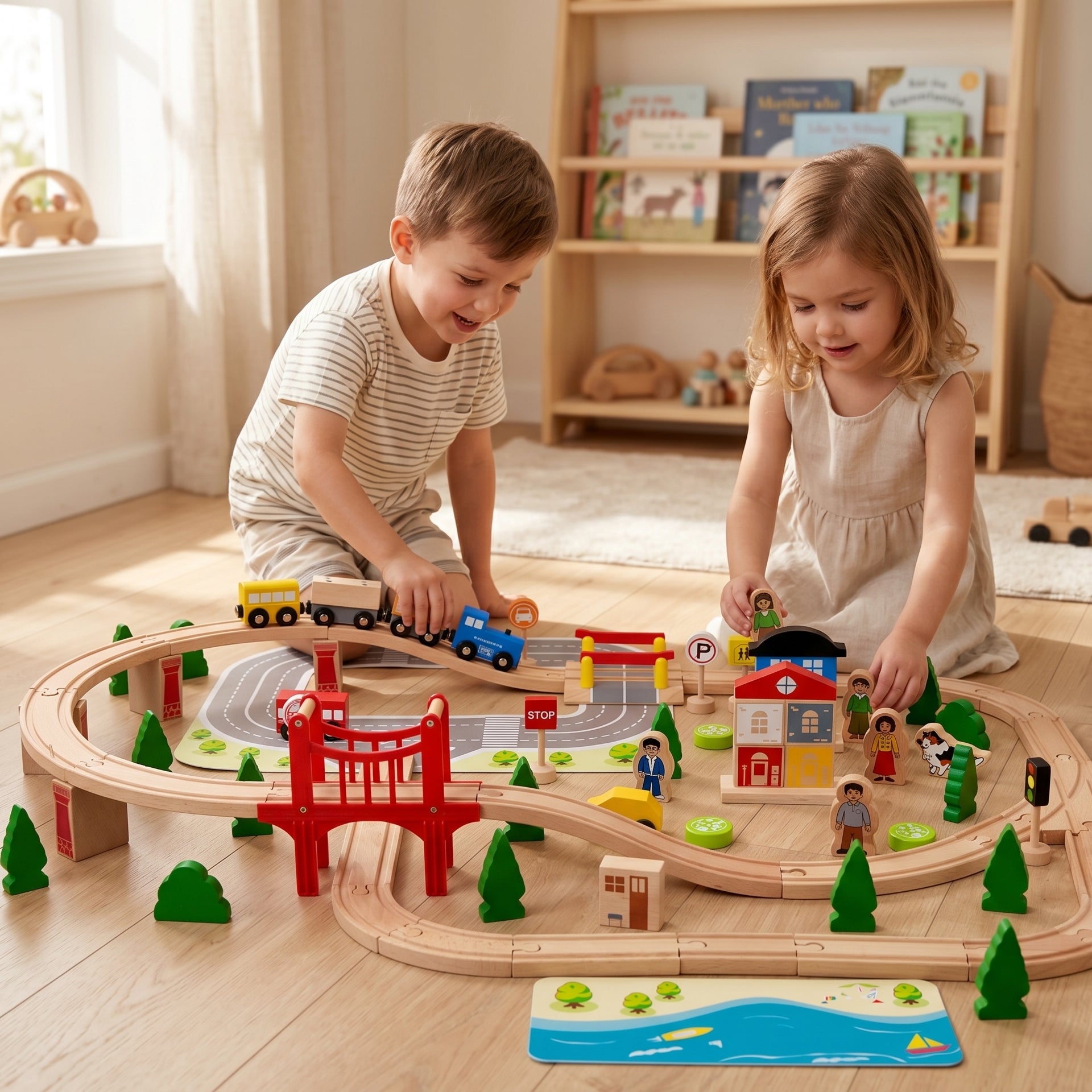 Wooden Large Train Set with Tracks