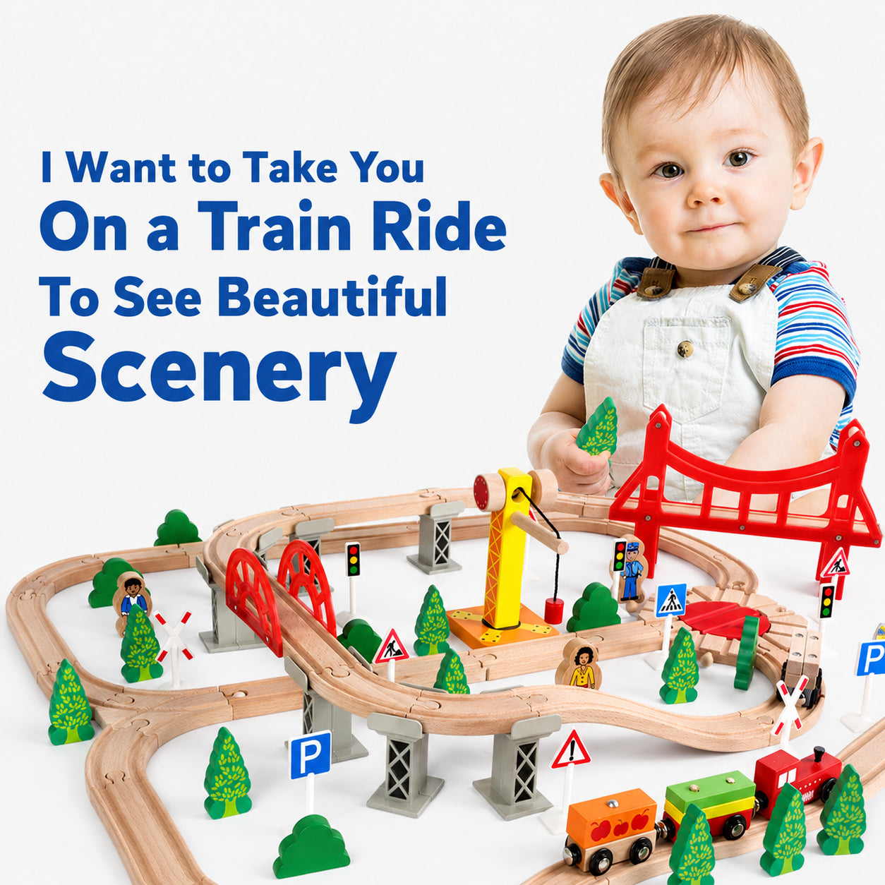 Wooden Large Train Set with Tracks