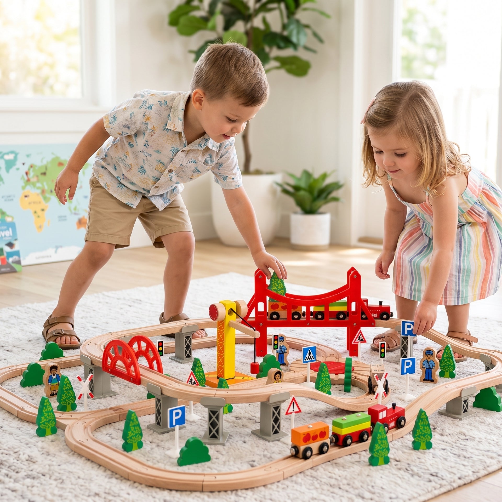 Wooden Large Train Set with Tracks