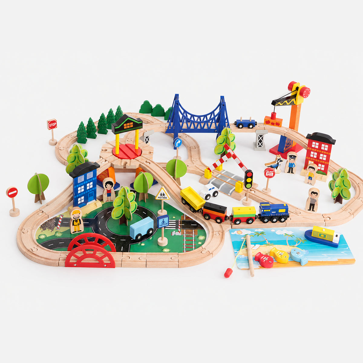 Wooden Large Train Set with Tracks