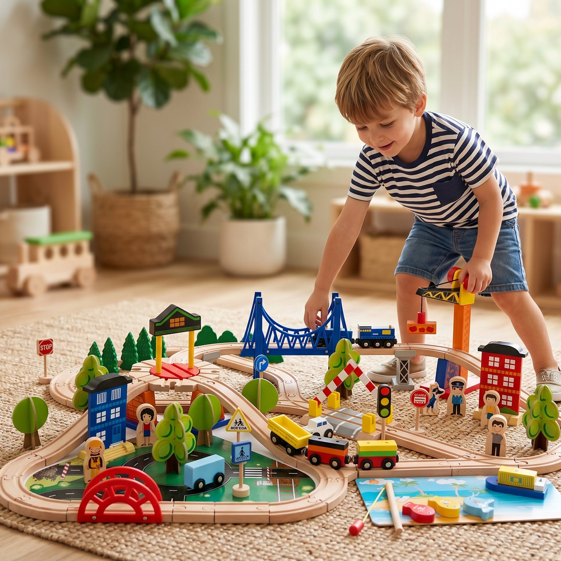 Wooden Large Train Set with Tracks