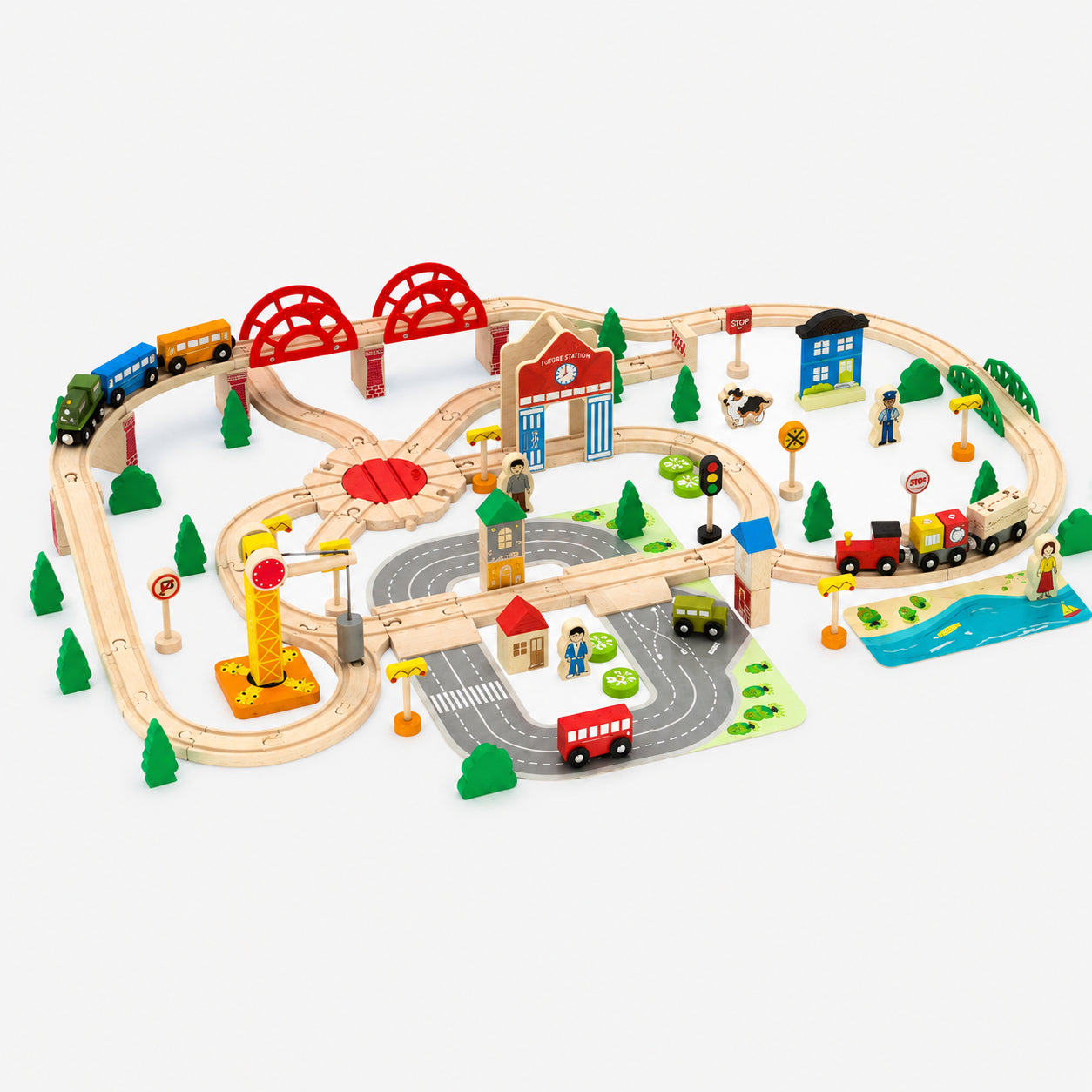 Wooden Large Train Set with Tracks