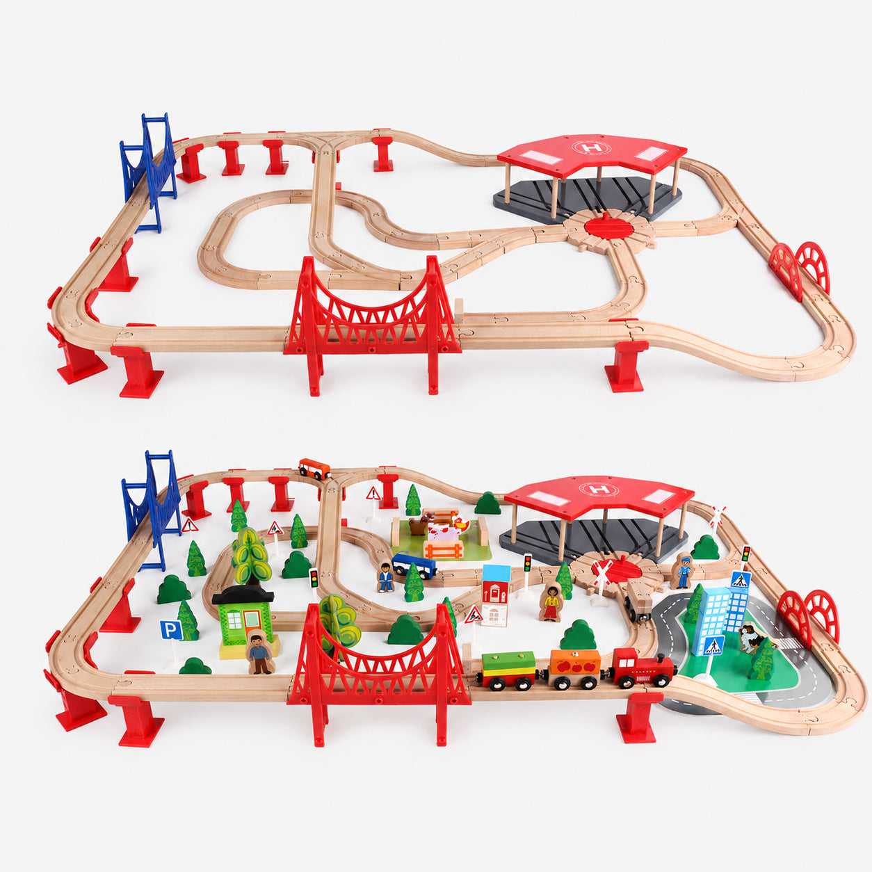 Wooden Large Train Set with Tracks